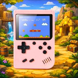 400-In-1 Retro Handheld Game Console Pink Portable Classic Gaming System Lithium

Battery 400mAh 
Pink retro handheld gaming console featuring 400 bui