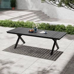 94.3 in. Black Aluminum Rectangular Outdoor Dining Table