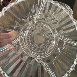 Vintage Decorative Glass Ribbed Vegetable /relish Tray Divided Platter 12"