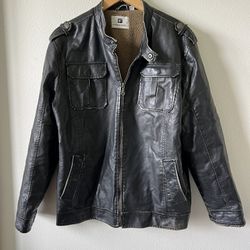 Fashion Imitation Lather Jacket Men Size Large