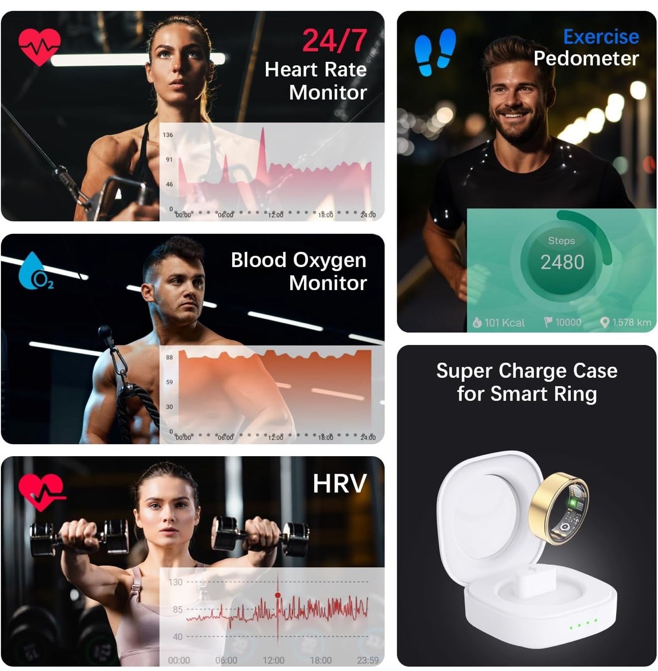 Health Tracker Ring, Smart Health Ring for Women Men with Heart Rate, Blood Oxygen, Sleep Monitor, Steps,Calories, No Subscription Fee, IP68 Waterproo Health & Beauty