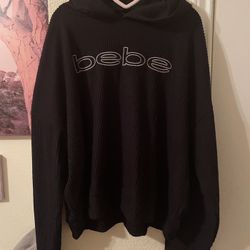 Bebe Plus Size Women’s black ribbed cropped hoodie size 3X NEW 