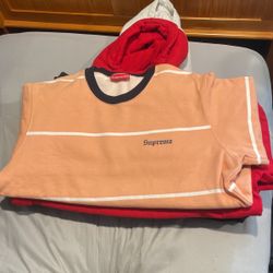 Supreme Striped Crewneck FW17 - Peach Color
