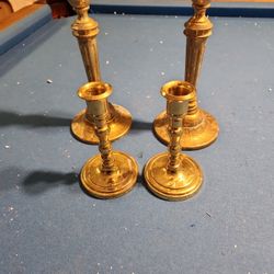 VTG Solid Brass Taper Candlestick Holder Pair