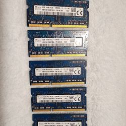 LOT OF 5    4GB  PC3L-12800S- Laptop Memory 
