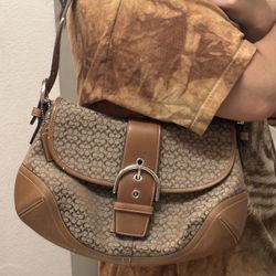 Coach 6808 Signature Soho Buckle Flap Shoulder bag Tan C Monogram Purse