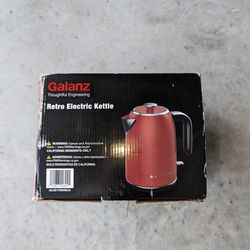 Galanz Electric Kettle Quick Hot Water Boiler & Heater Retro Red 1.7 Liter

