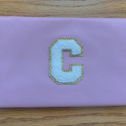 Amazon Kid’s Pink Personalized Initial Cosmetic Bag with Chenille Letter C Patch