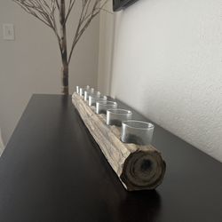 Solid Wood Candle Holder Centerpiece Home Decor 