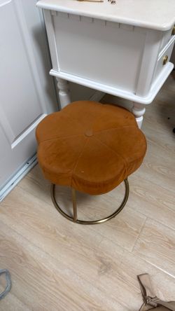 Orange suede vanity stool
