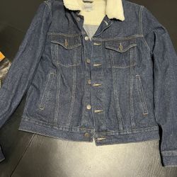 Denim Sherpa Jacket Mens Small