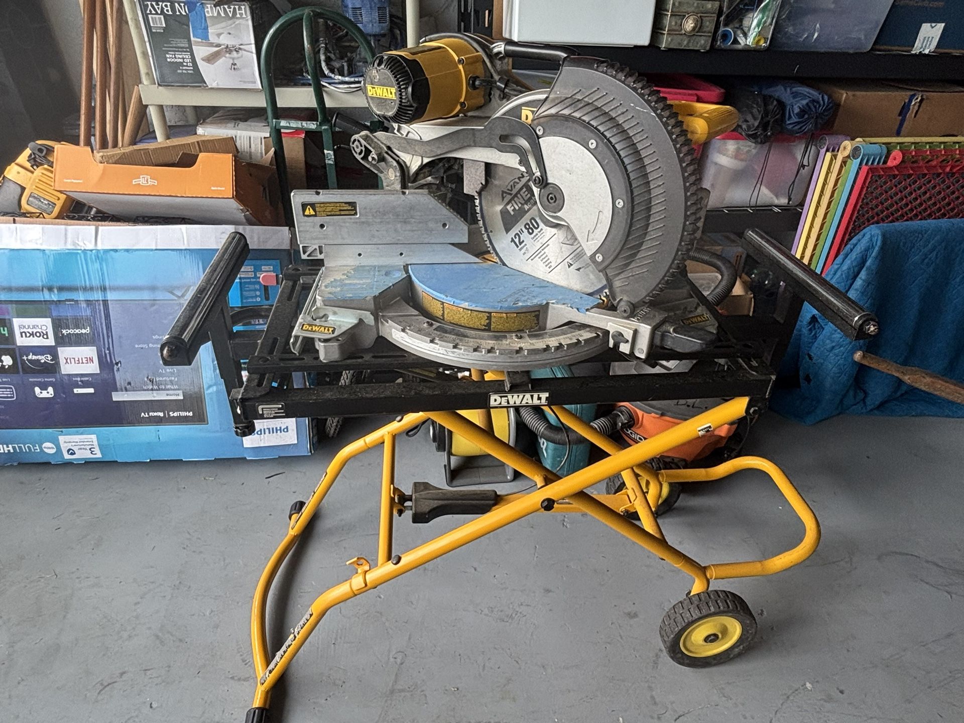 12” DeWalt Chop Saw On Rolling Stand