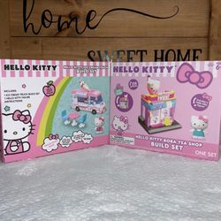 Hello kitty Sanrio build boba tea shop / ice cream truck Lego set bundle