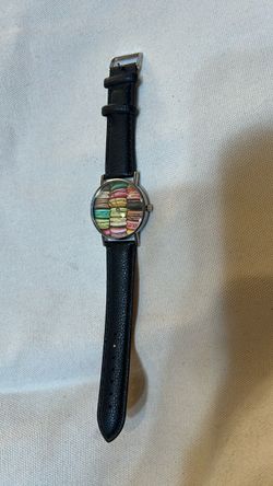 Macaron Print Analog Watch Black Strap