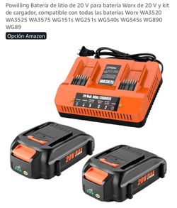20V Lithium Battery for 20V Worx Battery and Charger Kit, Compatible with All Worx WA3520 WA3525 WA3575 WG151s WG251s WG540s WG545s WG890 WG89