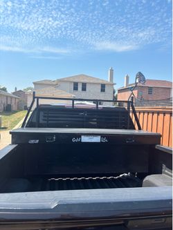 Truck tool box with headache rack