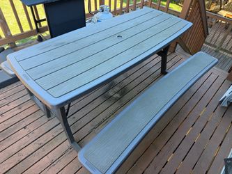 Lifetime Outdoor Picnic Table with Benches (Faux Wood / All-Weather Resin)