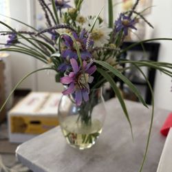Little Silk Flower Display With Realistic Faux Water.