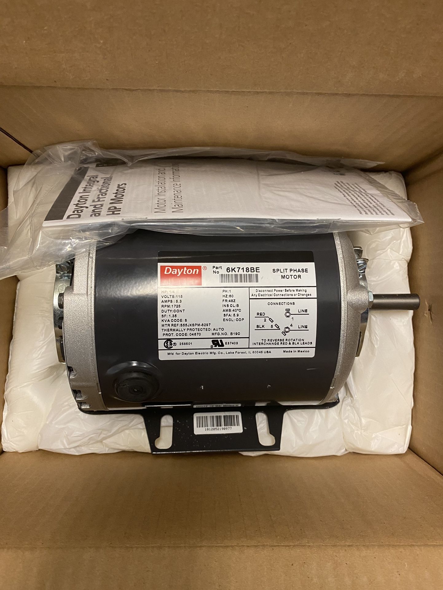 ✖️DAYTON Split Phase Motor 6K718 - NEW✖️