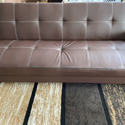 Earth tone Brown Leather Futon Couch 🛋️ 