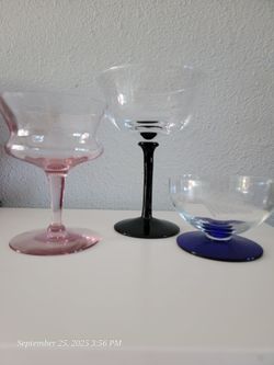 Pink Depression Glass, Martini Glass And Dessert Glass. 