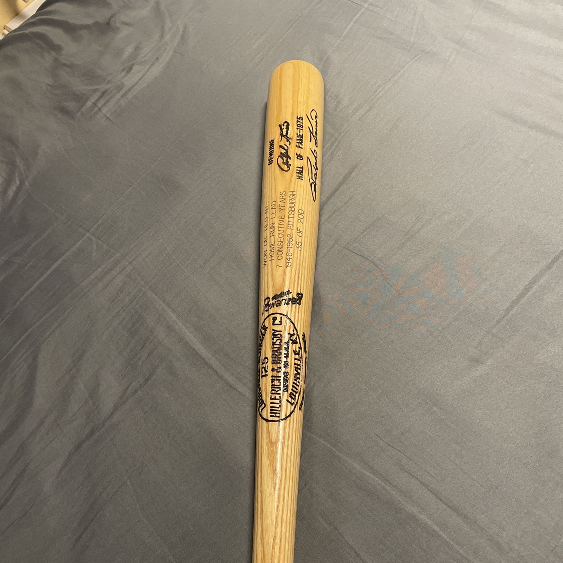 Autograph Baseball Bat HOME RUN Leader RALPH KINNER HOF