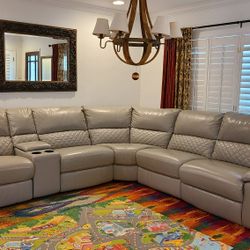 Leather Reclining Sectional Sofa 