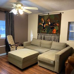 Big Tan Storage Ottoman 