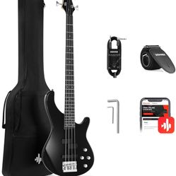 Donner Electric Bass Guitar 4 Strings Full-Size Standard Bass PJ-Style Electric Bass for Adults with Free Online Lesson,Gig Bag Guitar Strap and Guita