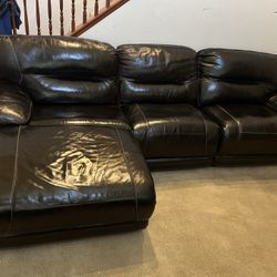 3-piece Espresso Leather Sectional
