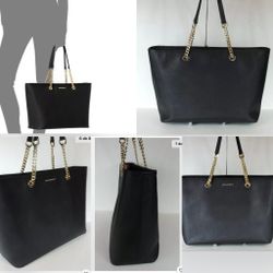 BLACK BAG Michael Kors Jet Set Travel Chain Leather  Black Handbag Brand New.