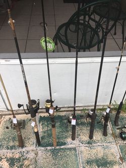 Fishing rods and reels five dollars to $25