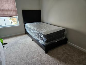 Free local delivery black twin bed frame with twin mattress and boxspring