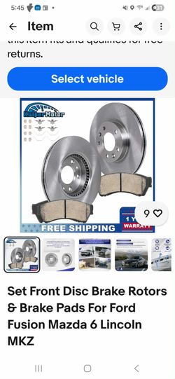 ford fusion front brake pads and rotors