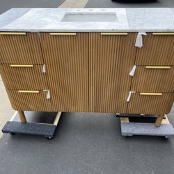 Nova 55in. Marble Top Single Sink Vanity (Solid & Manufactured Wood)