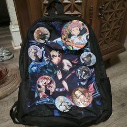 Anime Backpack with Several Assorted Pin Back Buttons all $10