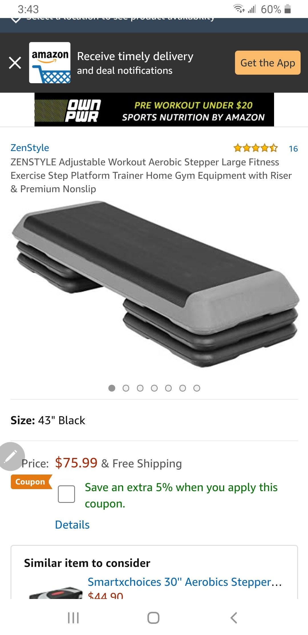 BRAND NEW ZENSPORTS Adjustable Workout Aerobic Stepper Large Fitness Exercise Step Platform Trainer Home Gym Equipment with Riser & Premium Nonslip