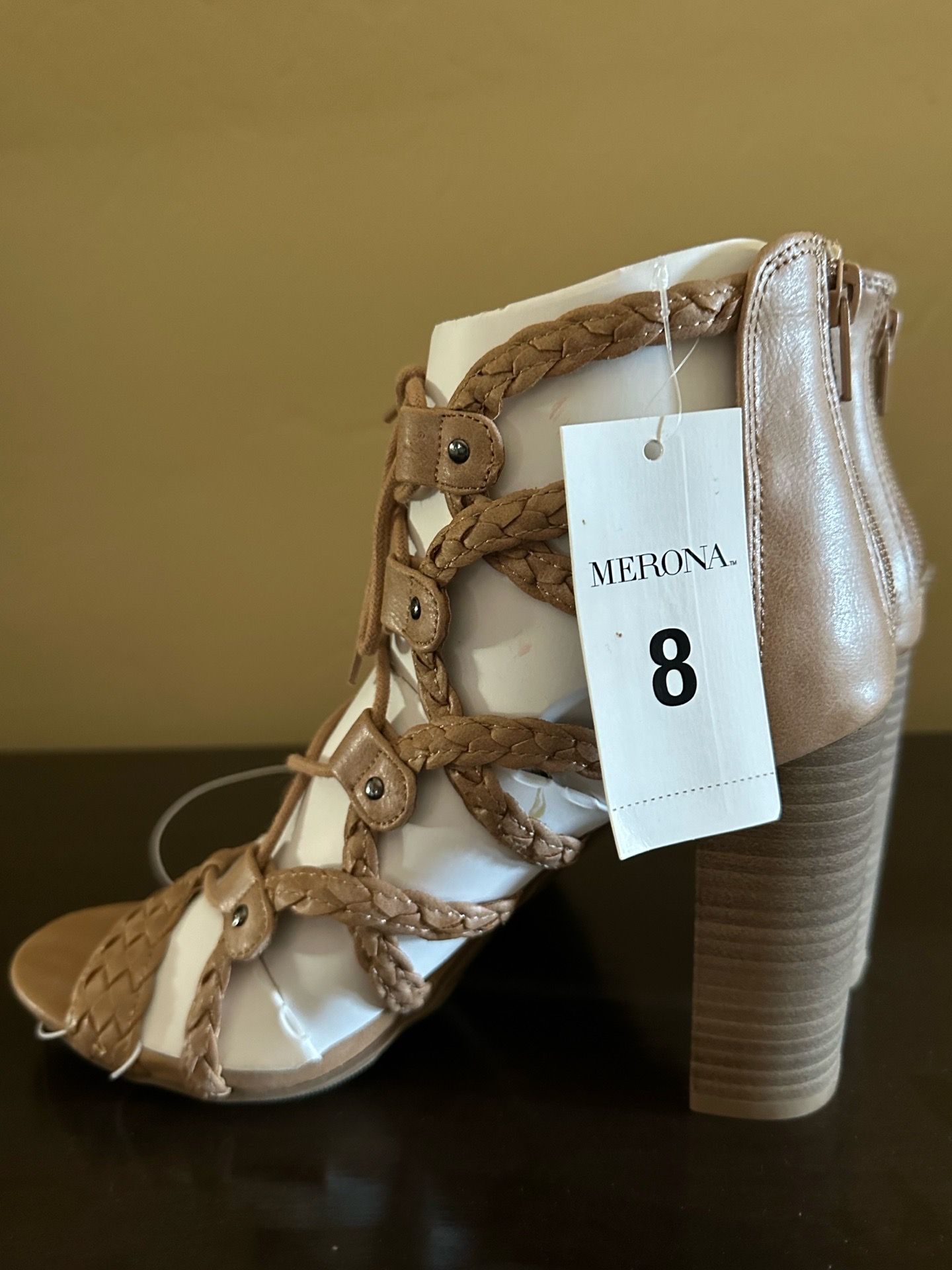 Ankle height lace up heels