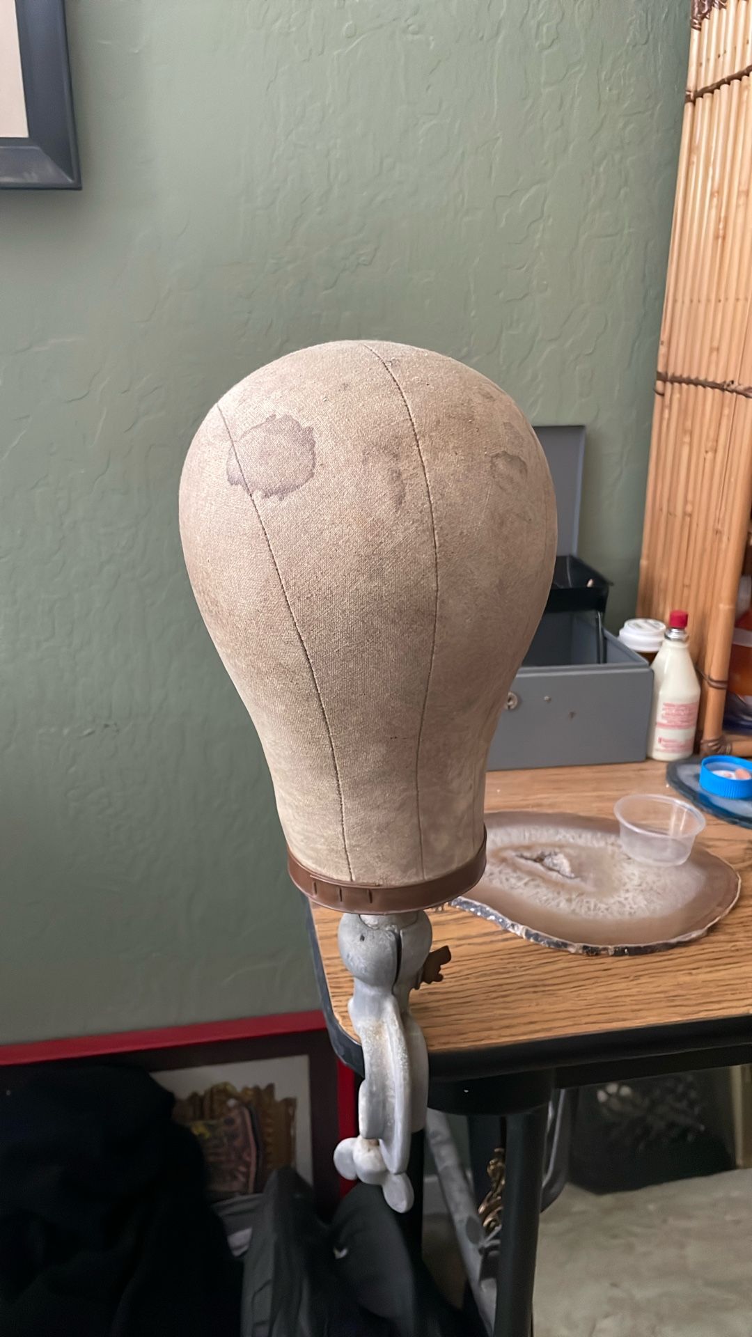 Antique Hat Stand Millinery Canvas Fabric