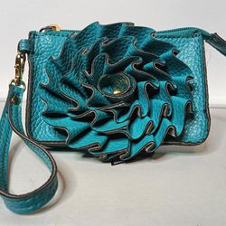 LIKE NEW" Beautiful 'Jazzat' Genuine Leather Wallet In Teal
