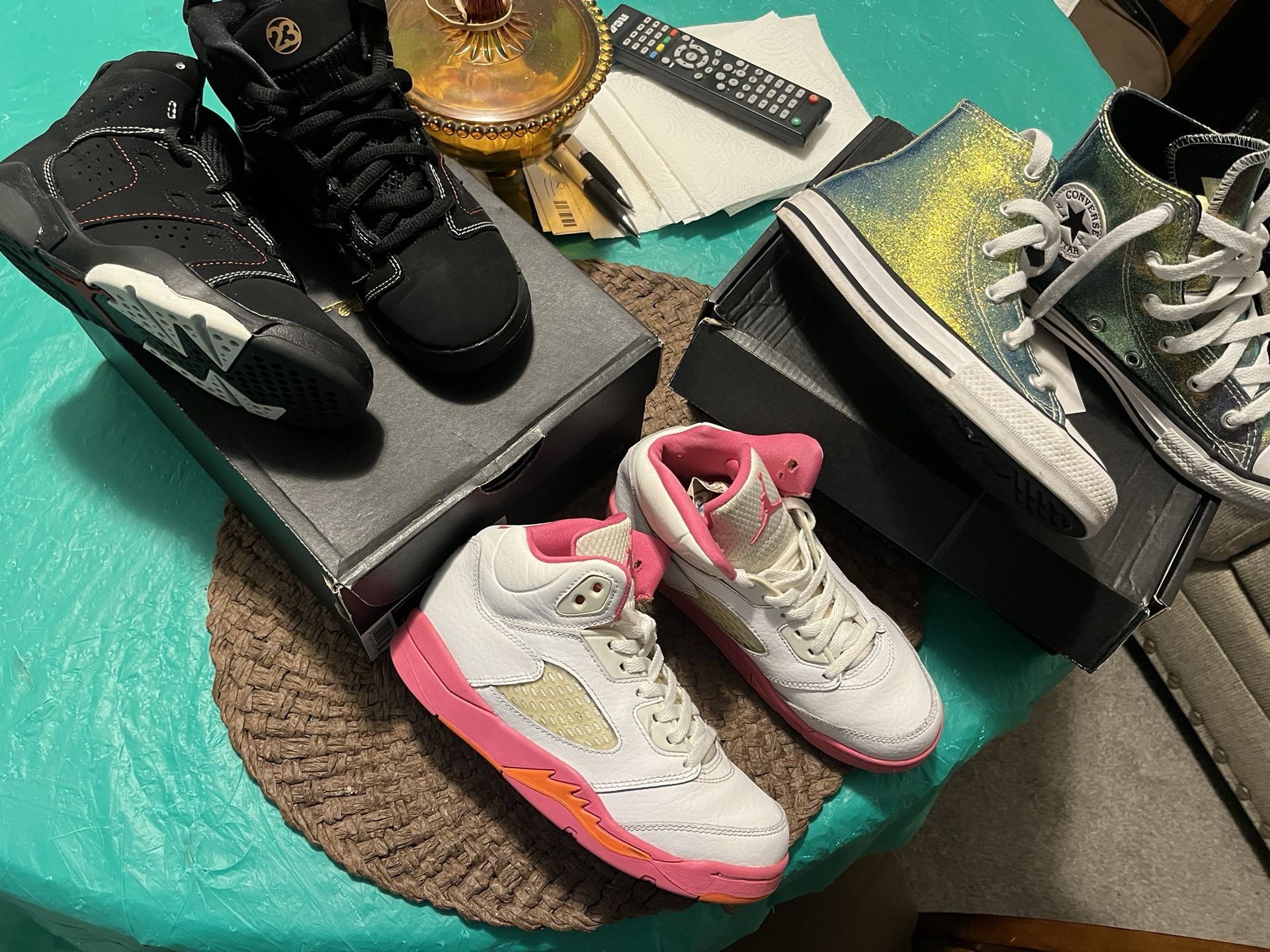 All Size 1Y Black Jordan’s $65… Pink Jordans Are Sold!! Converse $45 ..