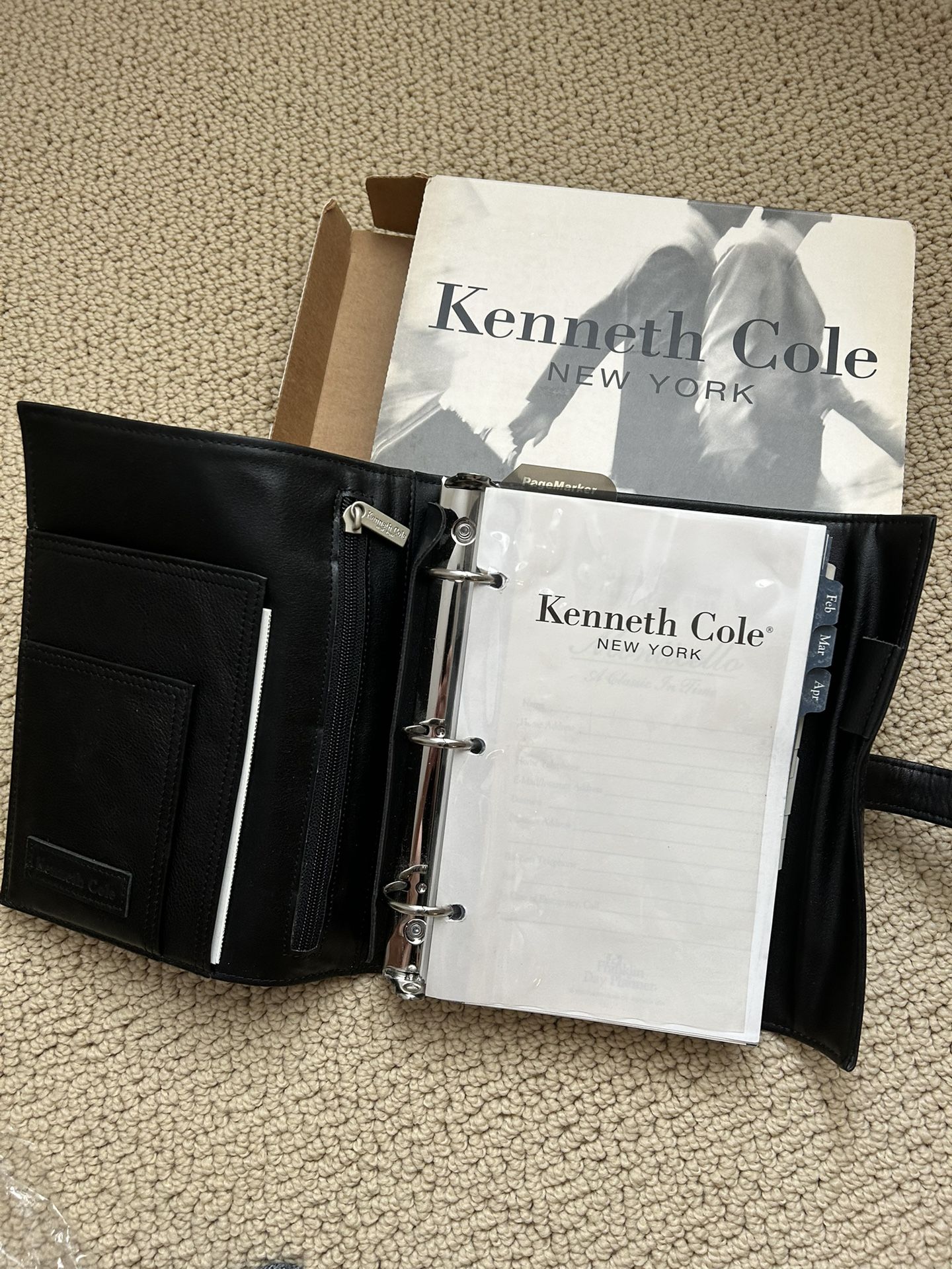 Vintage Like New Kenneth Cole Leather Planner, In Original Box