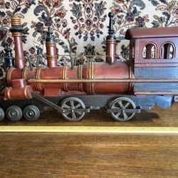 Vintage Large Wooden Locomotive Engine Tabletop Model 28”