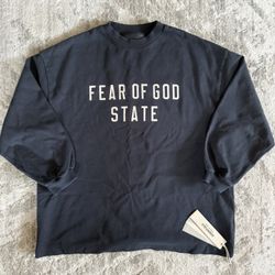 Kids Essentials Fear of God State Black Heavy Duty Long Sleeve Shirt sz 12, New, 100% Authentic!