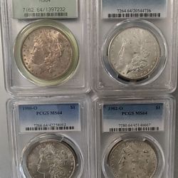 Silver Morgan Dollars - Lot Of 4 - PCGS MS64