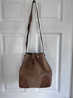 Cary medium suede and leather bucket bag hotsell