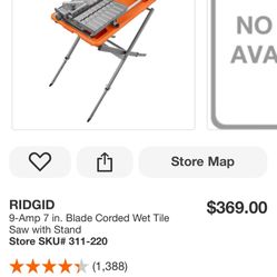 RIDGID 9-Amp 7 in. Blade Corded Wet Tile Saw with Stand