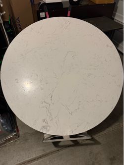 “53” Real Marble Round Dining Table w/ Modern Black Pedestal Base”