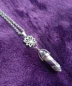 Natural Purple- Hexagon Stone Pendant