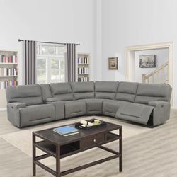 Costco Argento 6-piece Fabric Power Reclining Sectional with Power Headrests $550/6pcs